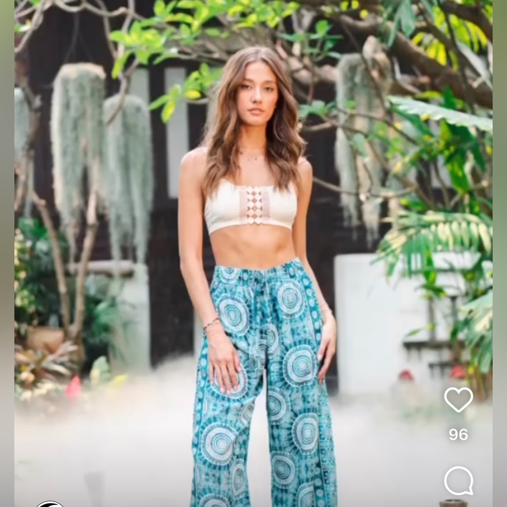 Lotus&Luna Wide Leg Mandala Beach Vacay Pocket Harem Lounge Pants w/pockets EUC - Picture 7 of 14